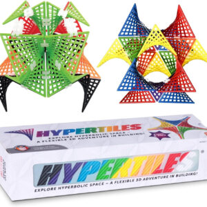 HyperTiles Hyperbolic Building Toy - 3" x 3" STEM Educational 3-Dimensional Adventure: 48 Tiles & 80 Connectors for Logic & Creativity - Infinite Shapes that Flex and Hinge - by Fun In Motion Toys