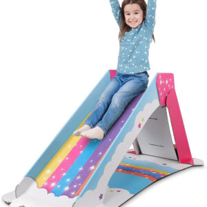 Pop2Play Kids Slide Indoor Playground for Toddlers – StrongFold Technology Cardboard Slide (Rainbow)