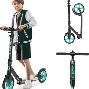 WAYPLUS Kick Scooter for Ages 6+,Kid, Teens & Adults. Max Load 240 LBS. Foldable, Lightweight, 8IN Big Wheels for Kids, Teen and Adults, 4 Adjustable Levels. Bearing ABEC9