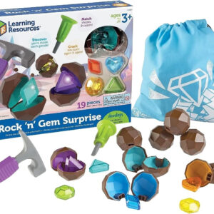 Learning Resources Rock 'n Gem Surprise, Sorting, Matching & Counting Skills Activity Set, Early STEM, 19 Pieces, Ages 3+
