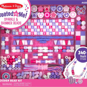 Melissa & Doug Created by Me! Sparkle & Shimmer Beads Wooden Bead Kit, 340+ Beads for Jewelry-Making