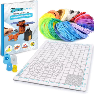 3D Pen Filament with Silicon Design Mat and Compatible Stencils Book with 11 Templates - 1.75mm PLA Plastic Refills - 110 Meter of Assorted Filament for 3D Drawing and Doodling