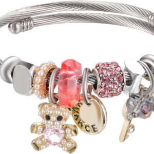 DS Charm Bracelets for girls,exquisite cute cartoon friendship bracelets Stainless Steel Bangle with birthday Gift box, Adjustable girls jewelry Suitable for holiday gifts