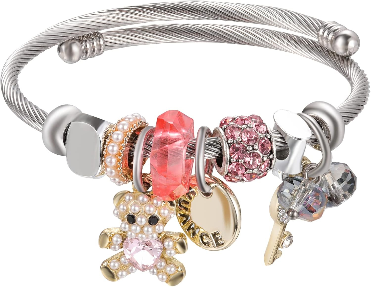 DS Charm Bracelets for girls,exquisite cute cartoon friendship bracelets Stainless Steel Bangle with birthday Gift box, Adjustable girls jewelry Suitable for holiday gifts