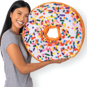22" 3D Sprinkle Donut Throw Pillow - Made with Super Soft & Ultra Premium Fabric - Cute, Comfortable, Plush Stuffed Doughnut Cake Cushion for Home Decor - Best Funny or Teen Gift - Medium