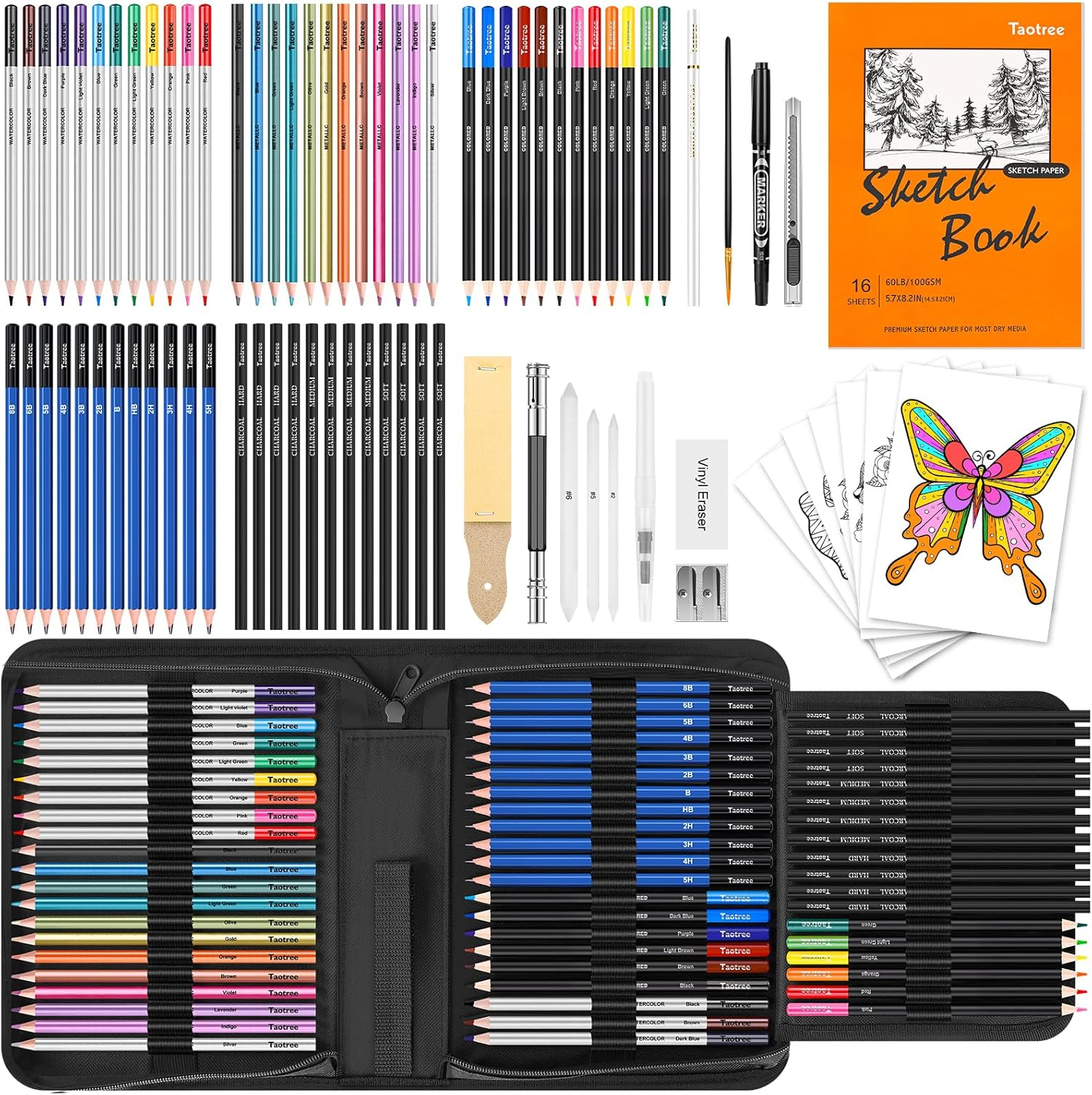 Art Supplies for Adults Kids, 81-Pack Pro Art Kit Drawing Pencils Set, Drawing Supplies Sketch Book, Sketching Pencils Kits, Graphite Pencils, Charcoal Pencils, Watercolor Metallic Sketch Art Pencils