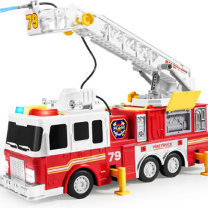 JOYIN Extra Large Fire Truck Toys for Boys Girls with 33-inch Ladder, Lights, Realistic Sirens & Button, Big Firetruck Engine for Toddlers 3+, Christmas Birthday Gift