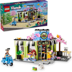 LEGO Friends Heartlake City Café Shop Toy for Kids, Bakery Building Set, Birthday Gift Idea for Girls and Boys Ages 6 Years and Up with 3 Mini Dolls and a Dog Toy Figure, 42618