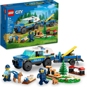 LEGO City Mobile Police Dog Training 60369, SUV Toy Car with Trailer, Obstacle Course and Puppy Figures, Animal Playset for Boys and Girls Ages 5 Plus