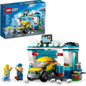LEGO City Car Wash 60362 Building Toy Set, Fun Gift Idea for Kids Ages 6+, Features Spinnable Washer Brushes and Includes an Automobile and 2 Minifigures