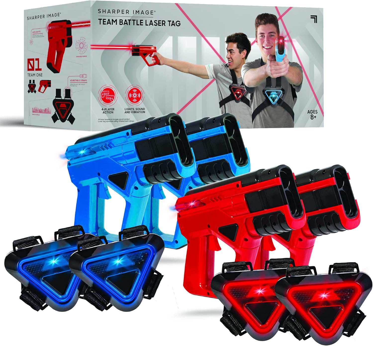 Sharper Image Laser Tag Set, 2-Pack of Blaster Guns & Armor Vests, Safe for Kids & Adults, Indoor &