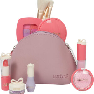 Litti Pritti Pretend Makeup for Toddlers - 11-Piece Play Makeup Set for Little Girls Age 3 and Up - Fake Toddler Makeup with Bag Includes Brushes, Lipstick, Nail Polish - Pretend Play Toy for Girls