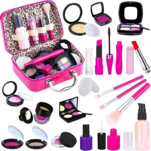 Tepsmigo Pretend Makeup Kit for Girls, Kids Pretend Play Makeup Set - with Cosmetic Bag for Birthday Christmas, Toy Makeup Set for Toddler, Little Girls Age 3+(Not Real Makeup)