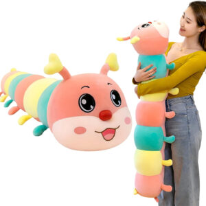 GREUS 43.3 Inches Giant Caterpillar Stuffed Animal Caterpillar Plush Cuddle Toys Long Caterpillar Hugging Pillow Plushies Body Pillow Cute Caterpillar Doll Birthday Gift for Kids Girls Girlfriend