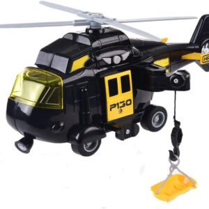 OMGTOY Military Helicopter, Airforce Airplane Toy with Hanging Basket Lights and Sounds for Kids(Black)