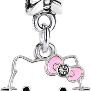 LaBenie Dangle Kitty Charm with Pink Bow