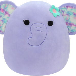 Squishmallows Original 20-Inch Anjali Purple Elephant with Tie-Dye Ears and Flower - Official Jazwares Jumbo Plush