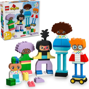 LEGO DUPLO Town Buildable People with Big Emotions Interactive Toy for Ages 3 and Up, 5 Characters with 10 Role-Play Faces, 71 Colorful Bricks for Mix-and-Match Customizable Fun, 10423