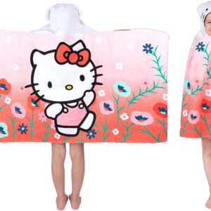 Hello Kitty Bath/Pool/Beach Soft Cotton Terry Hooded Towel Wrap, 24 in x 50 in, By Franco Kids