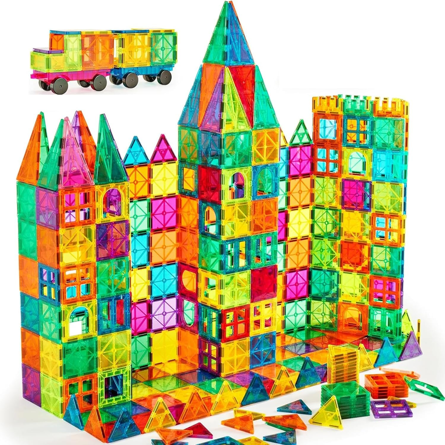 Magnetic Building Tiles, 134PCS Large Magnet Building Set,Magnetic Blocks, 3D STEM Stacking Toys, Magnets Toy for Kids Boys Girls