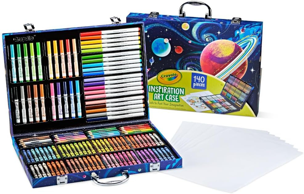Crayola Inspiration Art Case Coloring Set - Space (140ct), Art Kit For Kids, Toys for Girls & Boys, Art Set, Holiday Gift for Kids [Amazon Exclusive]