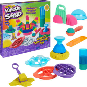 Kinetic Sand Ultimate Sandisfying Set, 2lb of Pink, Yellow & Teal Play Sand, 10 Molds & Tools, Sensory Toys, Christmas Gifts for Kids Ages 7+