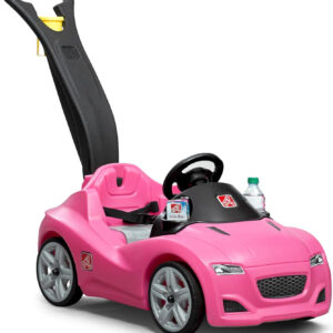 Step2 Whisper Ride Cruiser Kids Push Car, Ride On Car, Seat Belt and Horn, Toddlers 18 - 48 months, Easy Storage, Pink, Large