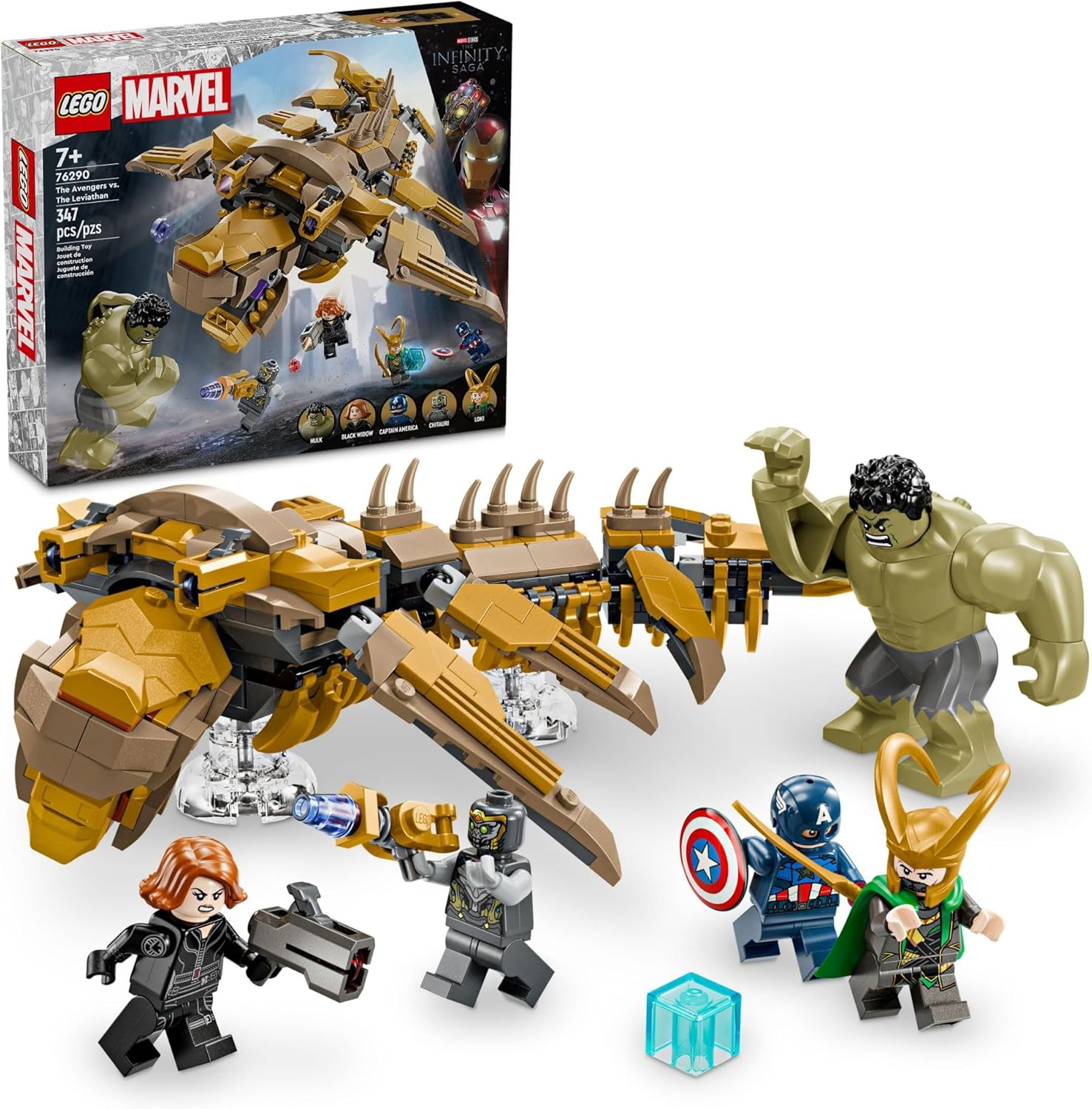 LEGO Marvel The Avengers vs. The Leviathan Superhero Toy, Building Set for Kids with Hulk Action
