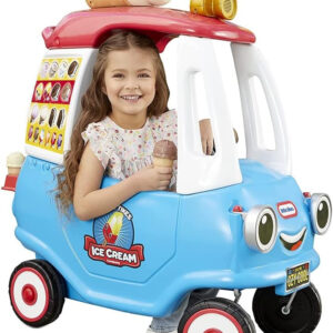 Little Tikes Cozy Ice Cream Truck, Coupe Ride On Car, Kid and Parent Powered, Truck Music, Including Accessories- Gift for Kids, Toy Girls Boys Ages 1.5 to 5 Years Old