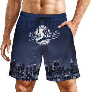 Custom Baseball Shorts for Men Youth City Nightscape 2 in 1 Beach Shorts with Pockets Baseball Sport Pants Fans Gift