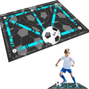 Soccer Training Mat,Football Footstep Training Mat-Silent Shock Absorption Training Mat Anti-Skid Soccer Footwork Training Mat Soccer Training Equipment for Kids Skid Carpet for Football Field Ground