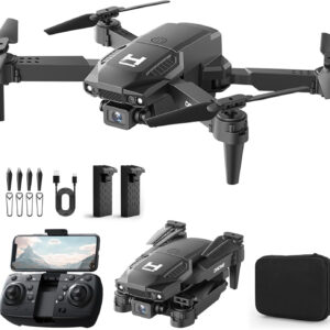 Mini Drone with Camera for Adults Beginner Kids, 1080P WiFi FPV, Foldable, 2 Batteries, One-Click Take Off/Landing, Altitude Hold Black