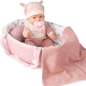 12'' Baby Doll Playset with Washable Doll Accessories Includes Carrier Bassinet Bed, Pacifier,