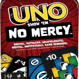 Mattel Games UNO Show ‘em No Mercy Card Game in Storage & Travel Tin for Kids, Adults &