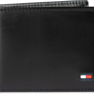 Tommy Hilfiger Men's Classic Logo Style Passcase Bifold Wallet with Multiple Card Slots and ID Window
