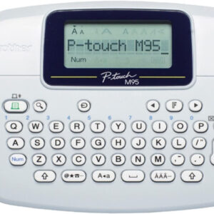 Brother P-Touch, PTM95, Handy Label Maker, 9 Type Styles, 8 Deco Mode Patterns, Navy Blue, Blue Gray