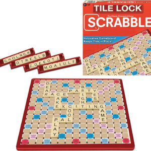 Tile Lock Scrabble by Winning Moves Games USA, Innovative Gameboard Locks Tiles in Place, for 2 to 4 Players, Ages 8 and Up