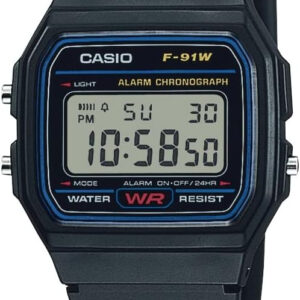 Casio F91W Series | Digital Watch | Water Resistant | LED Light | 1/100 SEC Stopwatch | Regular Time Keeping (HR, Min, SEC, PM, Date, Day) | Daily Alarm | Lightweight | 7 Year Battery