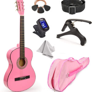 30" Wood Classical Guitar with Case and Accessories for Kids/Girls/Boys/Beginners (Pink)