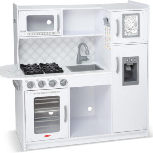 Melissa & Doug Wooden Chef’s Pretend Play Toy Kitchen With “Ice” Cube Dispenser – Cloud White - FSC Certified