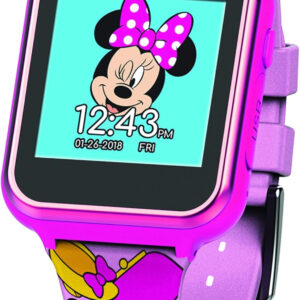 Accutime Kids Disney Minnie Mouse Pink Educational, Touchscreen Smart Watch Toy for Girls, Boys, Toddlers - Selfie Cam, Learning Games, Alarm, Calculator, Pedometer and More (Size: 40mm)