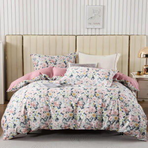 OAITE Duvet Cover Set Twin Size Floral Pattern 600 Thread Count Ultra Soft 100% Long Staple Cotton Duvet Cover Sets 3-PC, Breathable Duvet Cover with Zipper Closure & Corner Ties