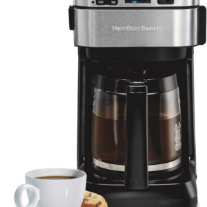 Hamilton Beach Programmable Coffee Maker, 12 Cups, Front Access Easy Fill, Pause & Serve, 3 Brewing Options, Black (46310)
