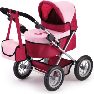 Bayer Design Baby Doll Trendy Pram - Bordeaux, Red and Pink