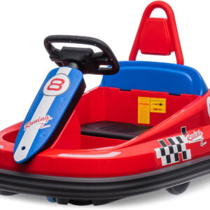 Toddlers Bumper Car, 6V Kids Electric Ride On Toys, 2 Mph Max Speed, Steering Wheel, 360 Degree Spin, 2-Speeds, Lights, Music & Horn, for Boys Girls 3-6 Years Old, Red