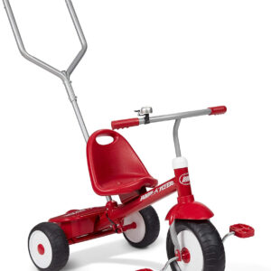 Radio Flyer Deluxe Steer & Stroll Kids Tricycle, Toddler Trike for Ages 2-5, Red