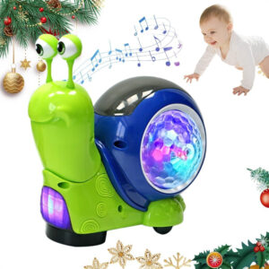 Baby Toddler Luminous Snail Toy, Electric Snail Toy Tummy Time Crawling Snail Toys Musical Toys with Light-up Music, Baby Crawling Snail Toys Interactive Sensory Toy Christmas Birthday Gift (Green)