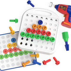 Educational Insights Design & Drill Patterns & Shapes Drill Toy, 58 Pieces with Toy Drill, Preschool STEM Toy for Home & Classroom, Ages 3+