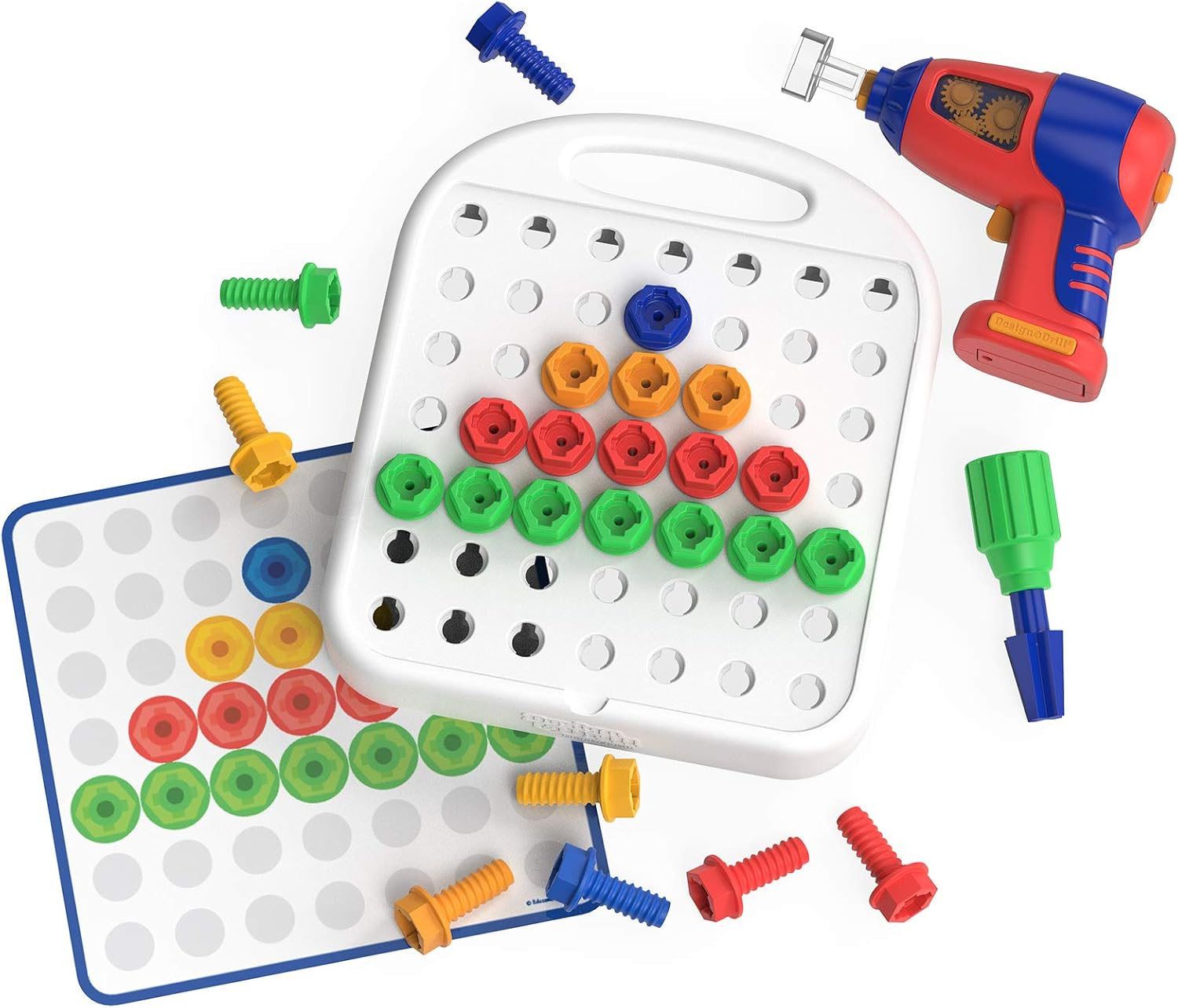 Educational Insights Design & Drill Patterns & Shapes Drill Toy, 58 Pieces with Toy Drill, Preschool STEM Toy for Home & Classroom, Ages 3+