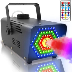 Smoke Machine, Fog Machine with 72 LED Lights, 500W and 2000 CFM Spray, Remote Control, Perfect for Outdoor Halloween, Christmas, Wedding, Party, Club, DJ Stage Effect,A-Hexagon
